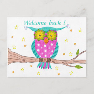 Bienvenue carte postale du hibou enseignant de ret