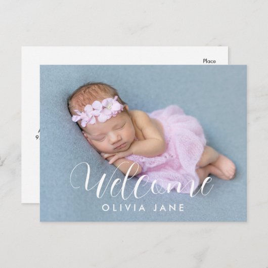 Bienvenue  | Carte postale Faire-part de naissance (Devant / Derrière)