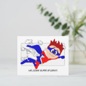 Bienvenue Carte postale Super Student Boy Retour à (Debout devant)