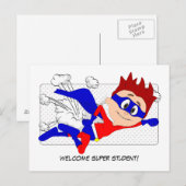 Bienvenue Carte postale Super Student Boy Retour à (Devant / Derrière)