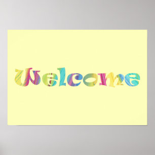 Bienvenue Colorée Pastels Word Poster d'Art