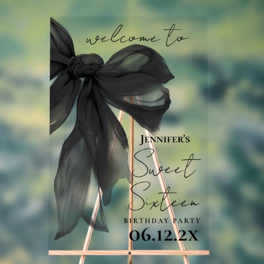 Bienvenue Coquette à l'arc noir Script Sweet 16 Pa (Neutre)