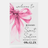 Bienvenue Coquette Ruban Rose Script Fête Douze An (Recto)