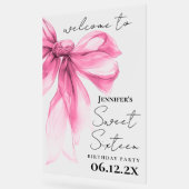 Bienvenue Coquette Ruban Rose Script Fête Douze An (Angle)