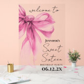Bienvenue Coquette Ruban Rose Script Fête Douze An (Mariage)