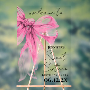 Bienvenue Coquette Ruban Rose Script Fête Douze An