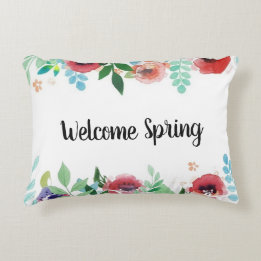 Bienvenue Coussin d'accentuation des fleurs d'aqua