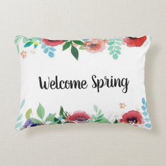 Bienvenue Coussin d'accentuation des fleurs d'aqua
