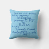 "Bienvenue dans le monde... !" Coussin faire-part (Verso)