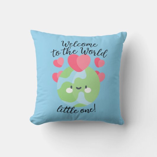 "Bienvenue dans le monde... !" Coussin faire-part (Recto)