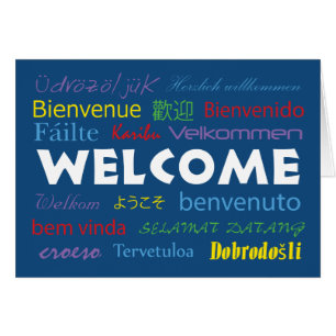 Bienvenue dans plusieurs langues Bleu Personnalise