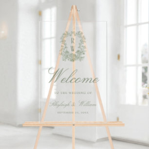 Bienvenue de mariage à la crête de monogramme vint