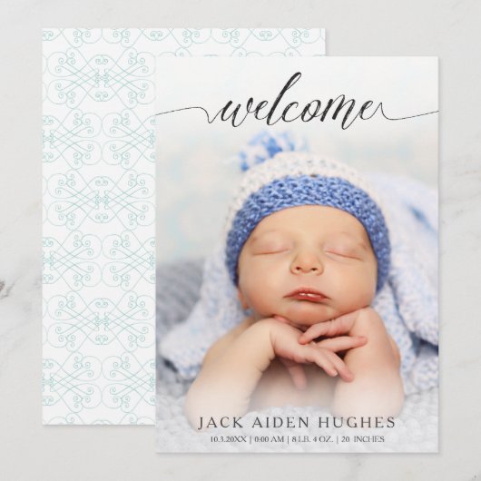 Bienvenue de nouveaux Cartes photos de bébés (Devant / Derrière)