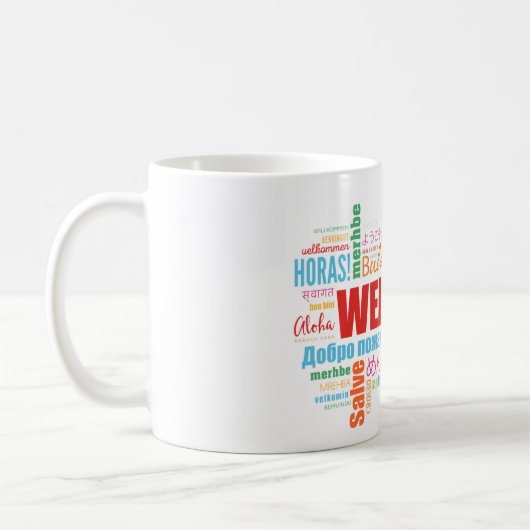 Bienvenue Différentes Langues Café Mug (Gauche)
