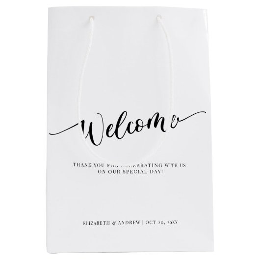 Bienvenue du Mariage de script | Sac cadeau Merci (Devant)