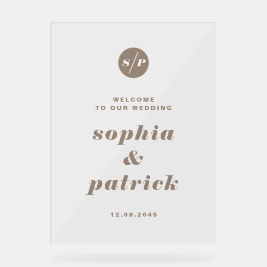 Bienvenue du Mariage Taupe Bold Italic Typography (Recto)