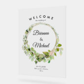 "Bienvenue" Elégante couronne d'Eucalyptus (Angle)