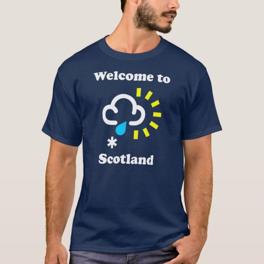 Bienvenue en Écosse Funny Weather T-Shirt (Devant)