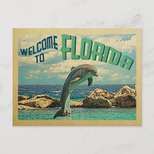 Bienvenue en Floride Carte postale Vintage voyage  (Devant)