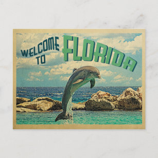 Bienvenue en Floride Carte postale Vintage voyage 