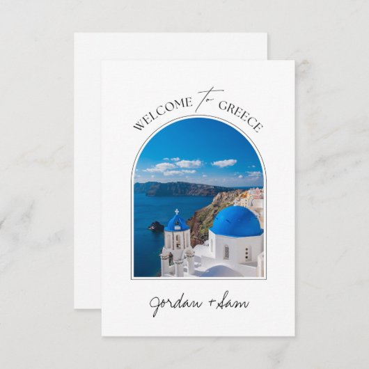 Bienvenue en Grèce Carte de note Santorini (Devant / Derrière)