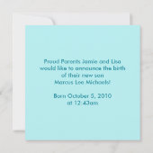 Bienvenue et dentelle nouvelle Faire-part bébé (Dos)