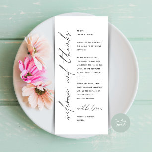 Bienvenue et merci Carte de remerciements de dîner