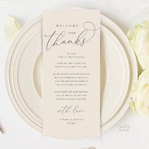 Bienvenue et merci, Carte de remerciements Dîner M