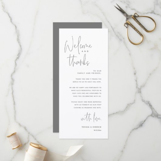 Bienvenue et merci, Place Setting Carte de remerci (Devant/Arrière en situation)