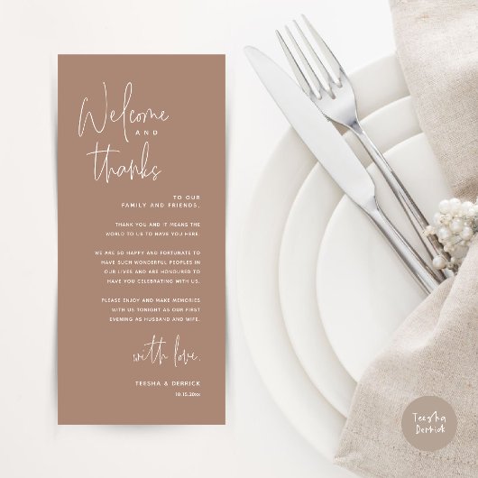 Bienvenue et merci, Place Setting Carte de remerci