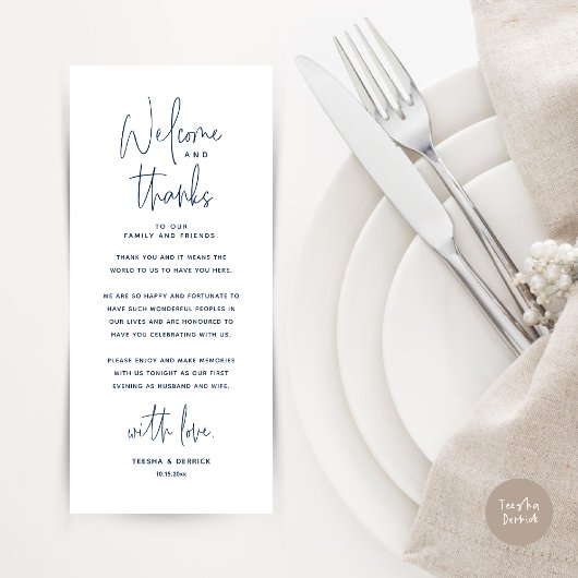 Bienvenue et merci, Place Setting Carte de remerci