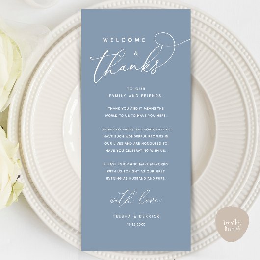 Bienvenue et merci, Place Setting Carte de remerci