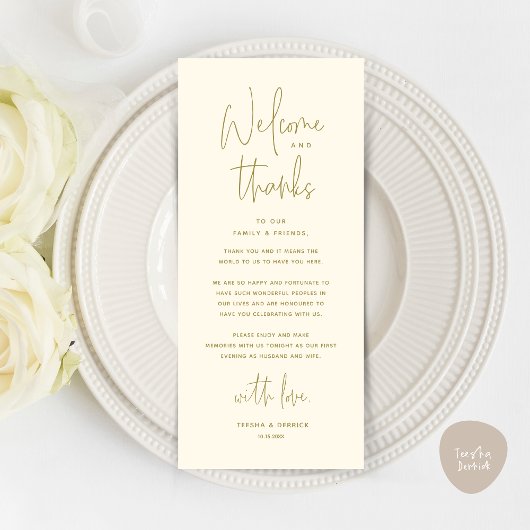 Bienvenue et merci, Place Setting Carte de remerci