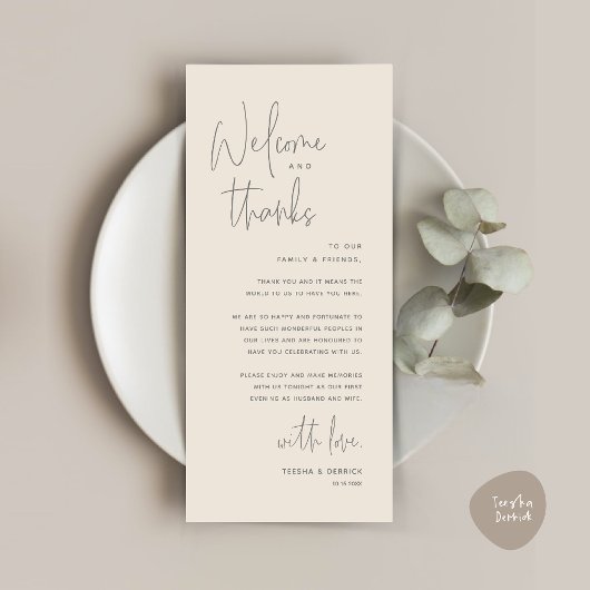 Bienvenue et merci, Place Setting Carte de remerci
