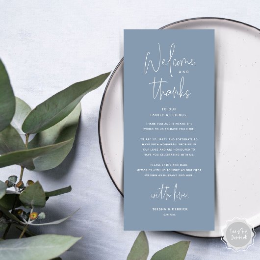 Bienvenue et merci, Place Setting Carte de remerci