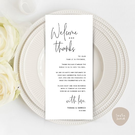 Bienvenue et merci, Place Setting Carte de remerci
