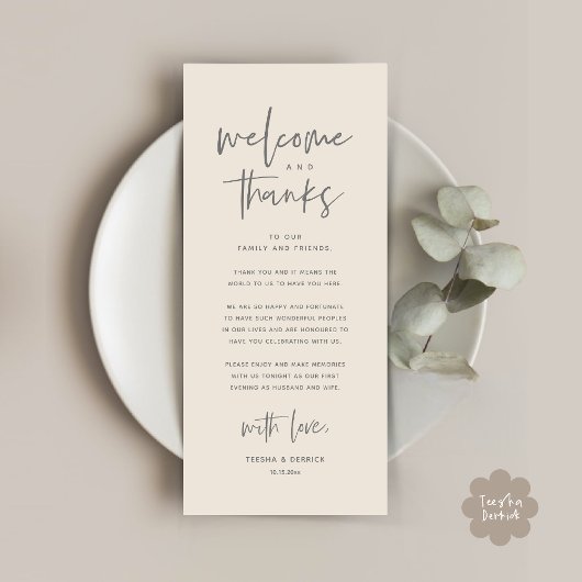 Bienvenue et merci, Place Setting Carte de remerci