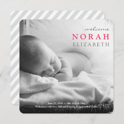 Bienvenue | Faire-part bébé (Devant / Derrière)