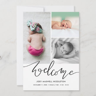 Bienvenue Faire-part de naissance de script modern