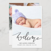 Bienvenue Faire-part de naissance de script modern (Devant / Derrière)