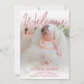 Bienvenue Faire-part de naissance photo fille bébé (Devant)