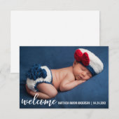 Bienvenue Faire-part Nouveau bébé Carte moderne W (Devant / Derrière)