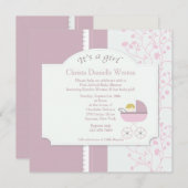 Bienvenue Invitation à la douche pour bébé fille (Devant / Derrière)