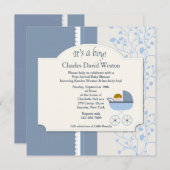 Bienvenue Invitation à la douche pour bébé garçon (Devant / Derrière)