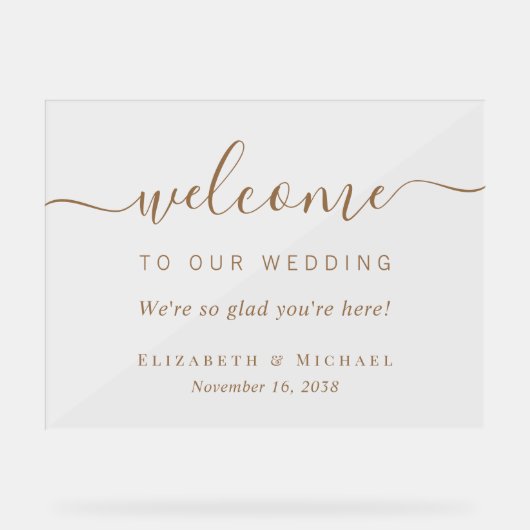 Bienvenue Mariage de script Gold chic (Recto)