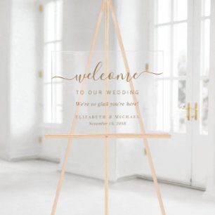 Bienvenue Mariage de script Gold chic