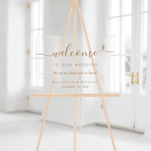 Bienvenue Mariage de script Gold chic