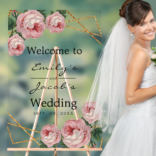 Bienvenue Mariage Gold Parties scintillant Geo ros