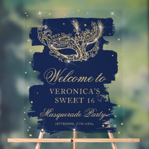 Bienvenue Masquerade bleu or parties scintillant S