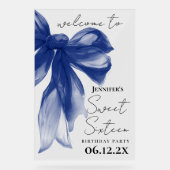 Bienvenue Navy Bow Coquette Script Sweet 16  (Recto)